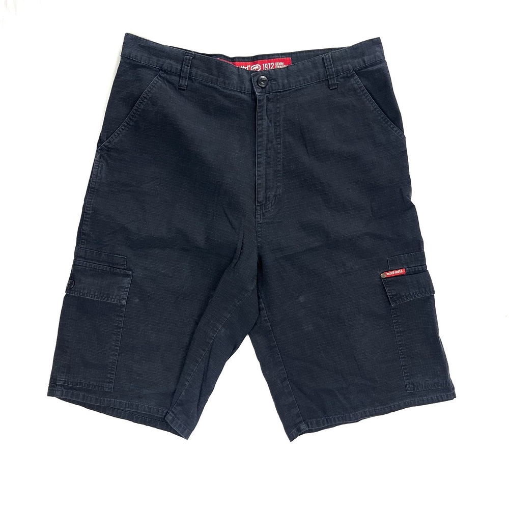 Ecko Unltd Denim Foundry Mens 34 Cargo Shorts 100% Cotton Dark Grey Streetwear